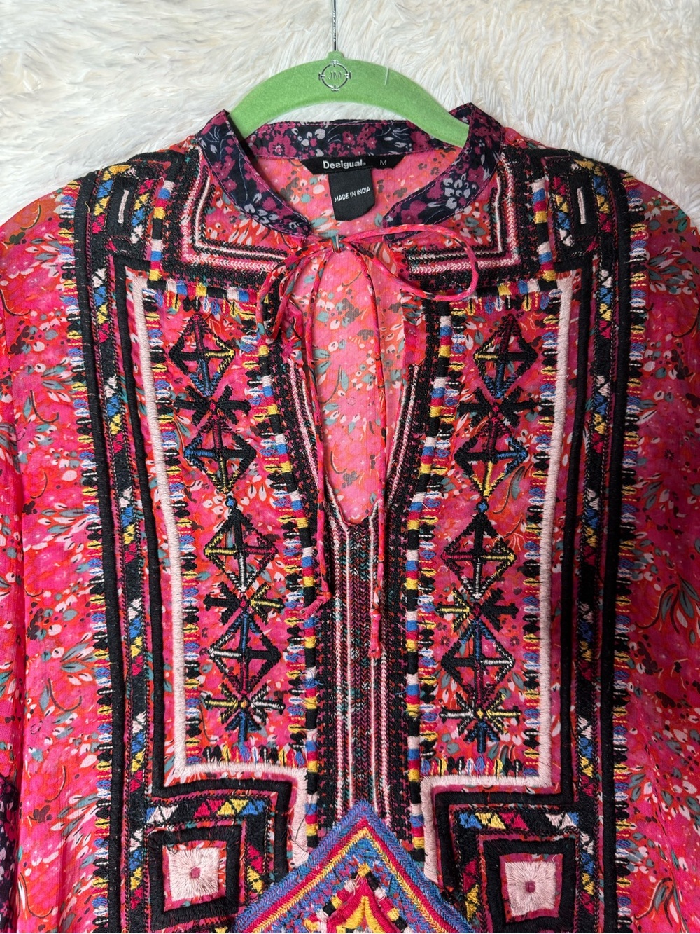 Desigual Romina Boho Embroidered Floral Blouse Size M - Picture 3 of 4